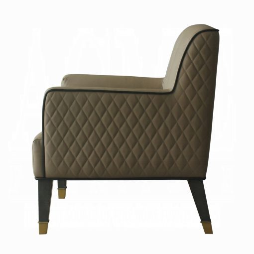 Acme House Beatrice Tan Synthetic Leather & Charcoal Accent Chair with Pillow - Image 7
