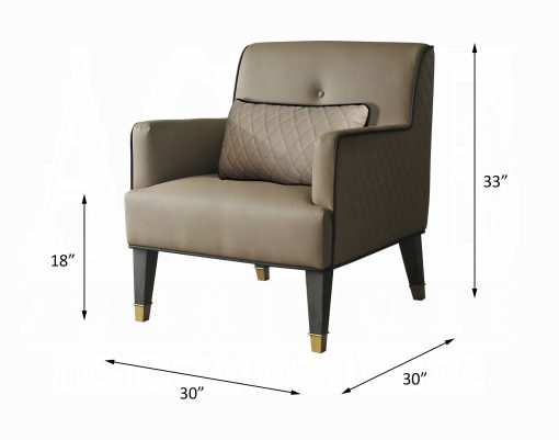 Acme House Beatrice Tan Synthetic Leather & Charcoal Accent Chair with Pillow - Image 10