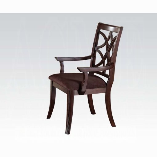 Acme Keenan Brown Microfiber & Dark Walnut Arm Chair - Set of 2