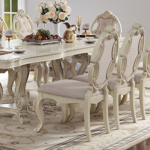 Acme Ragenardus Fabric & Antique White Side Chair - Set of 2