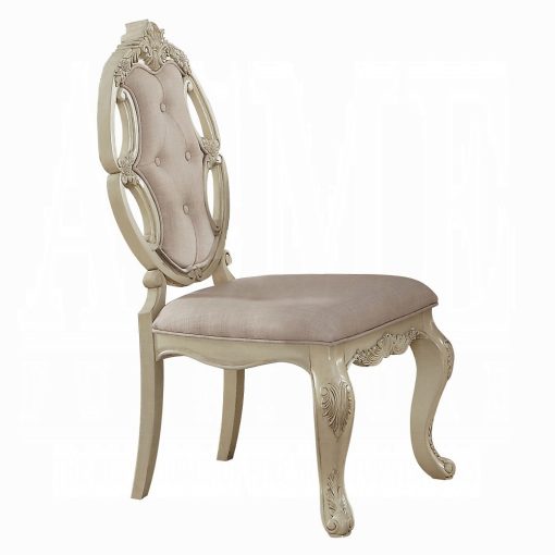 Acme Ragenardus Fabric & Antique White Side Chair - Set of 2 - Image 2