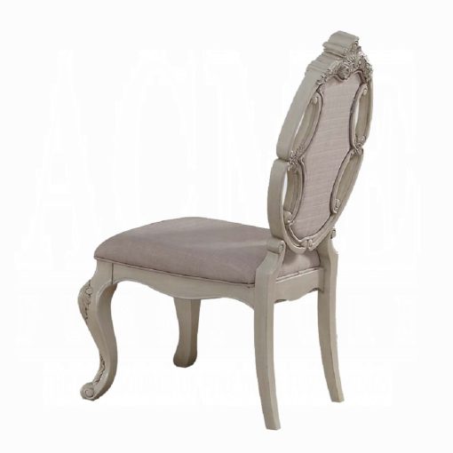 Acme Ragenardus Fabric & Antique White Side Chair - Set of 2 - Image 3