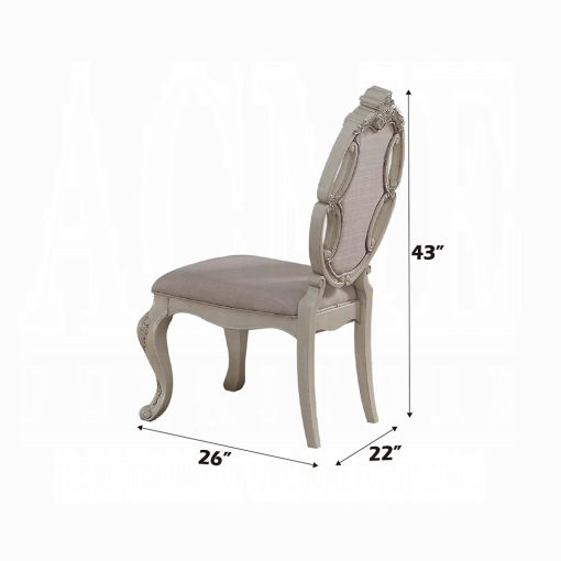 Acme Ragenardus Fabric & Antique White Side Chair - Set of 2 - Image 4