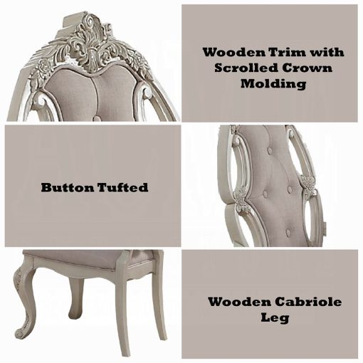 Acme Ragenardus Fabric & Antique White Side Chair - Set of 2 - Image 6