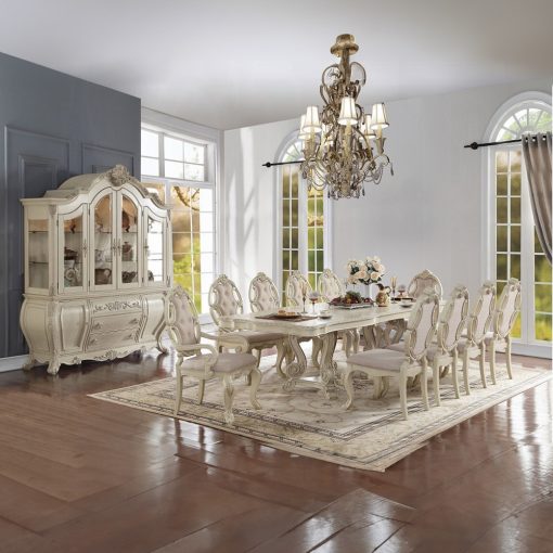 Acme Ragenardus Fabric & Antique White Arm Chair - Set - 2 - Image 4