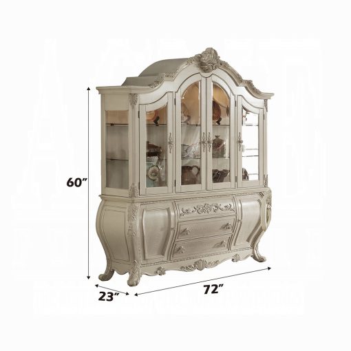 Acme Ragenardus Antique White Buffet & Hutch - Image 3