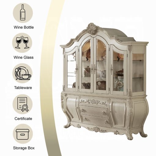 Acme Ragenardus Antique White Buffet & Hutch - Image 5