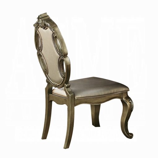 Acme Ragenardus Vintage Synthetic Leather & Vintage Oak Side Chair - Set of 2 - Image 2