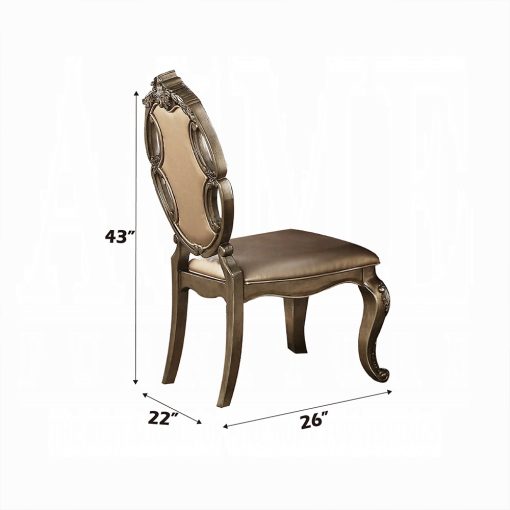Acme Ragenardus Vintage Synthetic Leather & Vintage Oak Side Chair - Set of 2 - Image 3