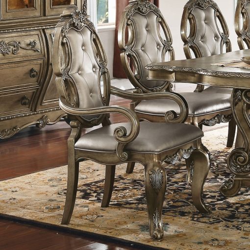 Acme Ragenardus Vintage Synthetic Leather & Vintage Oak Arm Chair - Set of 2