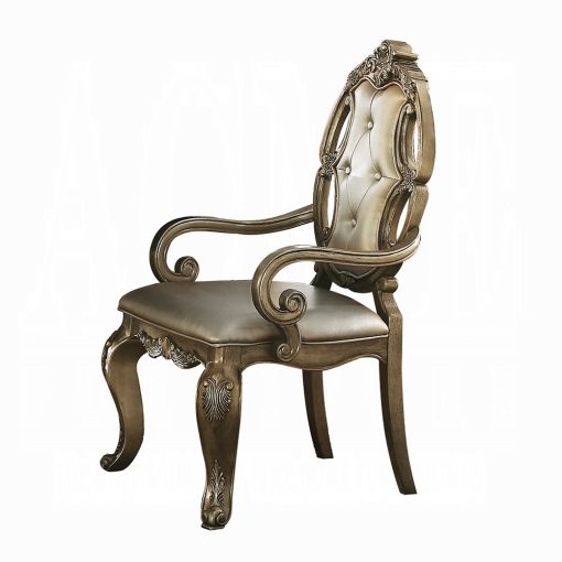 Acme Ragenardus Vintage Synthetic Leather & Vintage Oak Arm Chair - Set of 2 - Image 2
