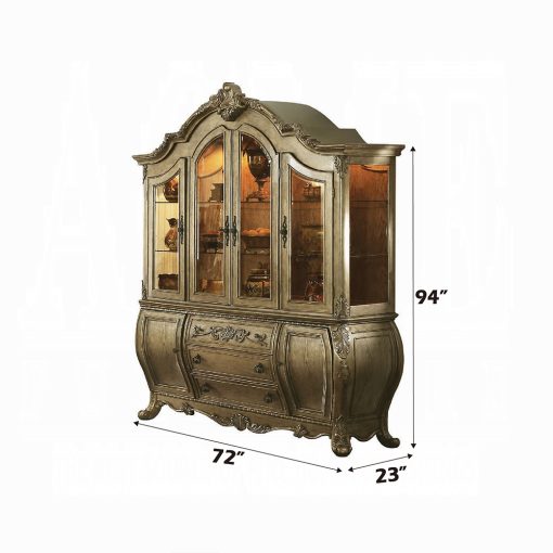 Acme Ragenardus Vintage Oak Buffet & Hutch - Image 4