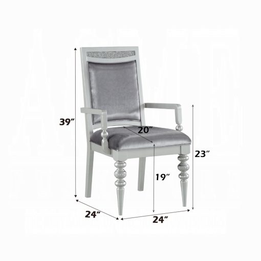 Acme Maverick Fabric & Platinum Arm Chair - Set of 2 - Image 2