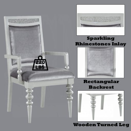 Acme Maverick Fabric & Platinum Arm Chair - Set of 2 - Image 3