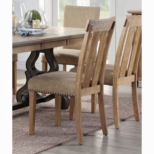 Acme Nathaniel Fabric & Maple Side Chair - Set of 2