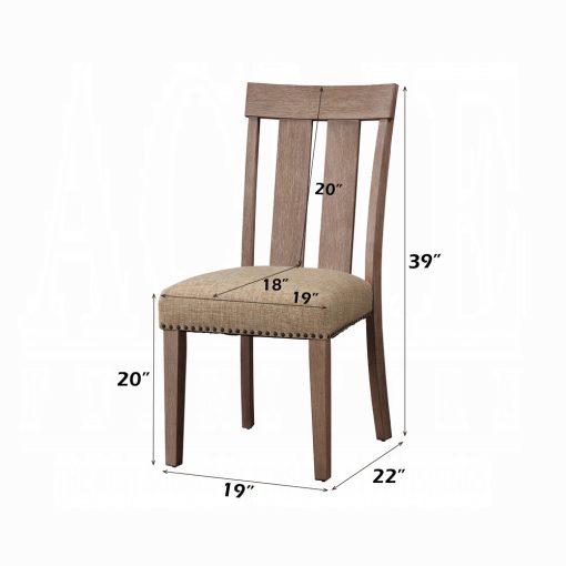 Acme Nathaniel Fabric & Maple Side Chair - Set of 2 - Image 2