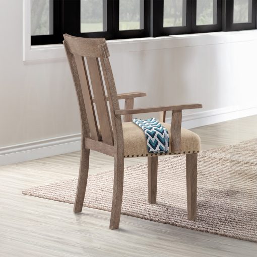 Acme Nathaniel Fabric & Maple Arm Chair - Set of 2