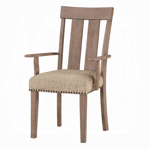Acme Nathaniel Fabric & Maple Arm Chair - Set of 2 - Image 2