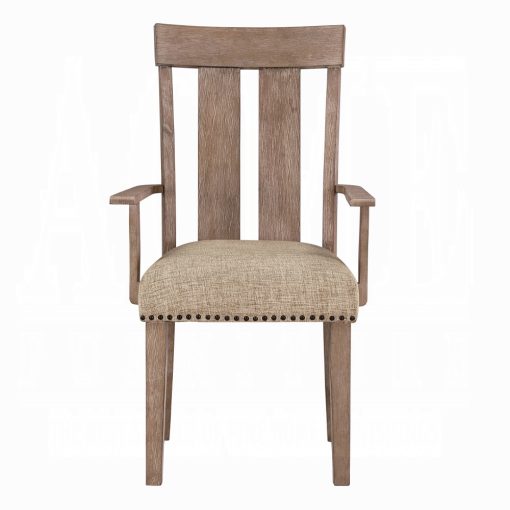 Acme Nathaniel Fabric & Maple Arm Chair - Set of 2 - Image 3