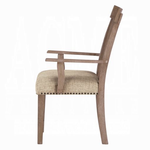 Acme Nathaniel Fabric & Maple Arm Chair - Set of 2 - Image 4