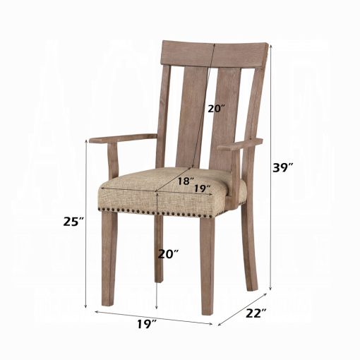 Acme Nathaniel Fabric & Maple Arm Chair - Set of 2 - Image 8