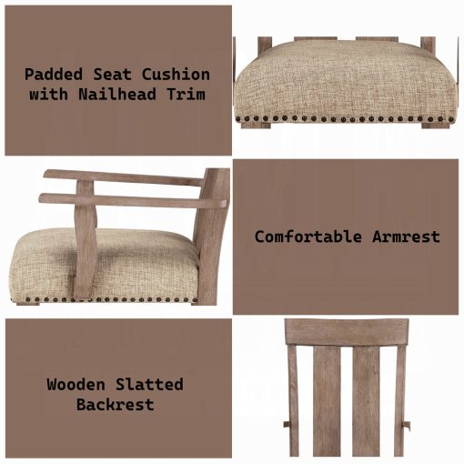 Acme Nathaniel Fabric & Maple Arm Chair - Set of 2 - Image 9