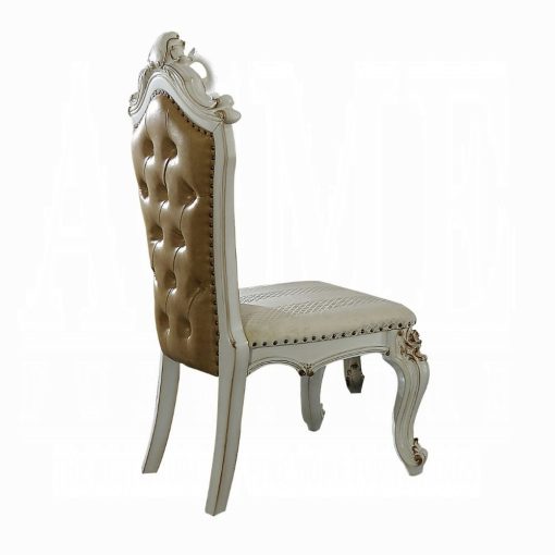 Acme Picardy Butterscotch Synthetic Leather /Fabric & Antique Pearl Side Chair - Set of 2