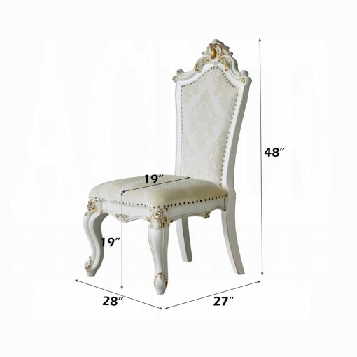 Acme Picardy Butterscotch Synthetic Leather /Fabric & Antique Pearl Side Chair - Set of 2 - Image 2
