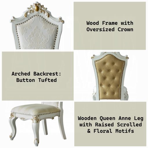 Acme Picardy Butterscotch Synthetic Leather /Fabric & Antique Pearl Side Chair - Set of 2 - Image 3