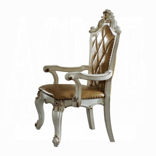 Acme Picardy Butterscotch Synthetic Leather & Antique Pearl Arm Chair - Set of 2