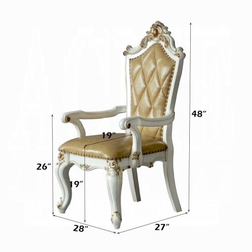 Acme Picardy Butterscotch Synthetic Leather & Antique Pearl Arm Chair - Set of 2 - Image 2