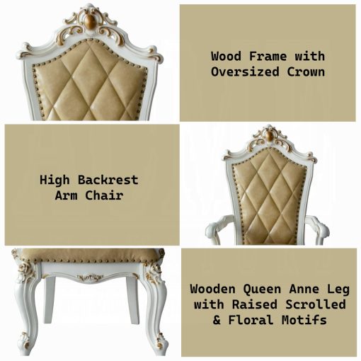 Acme Picardy Butterscotch Synthetic Leather & Antique Pearl Arm Chair - Set of 2 - Image 3