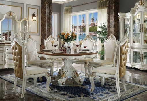 Acme Picardy Antique Pearl & Cherry Oak Wood Dining Table