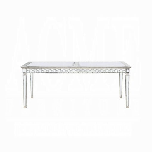 Acme Varian Mirrored & Antique Platinum Dining Table - Image 3