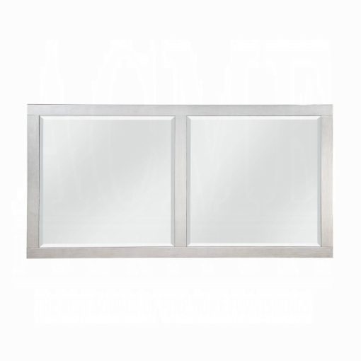 Acme Varian Mirrored & Antique Platinum Dining Table - Image 4