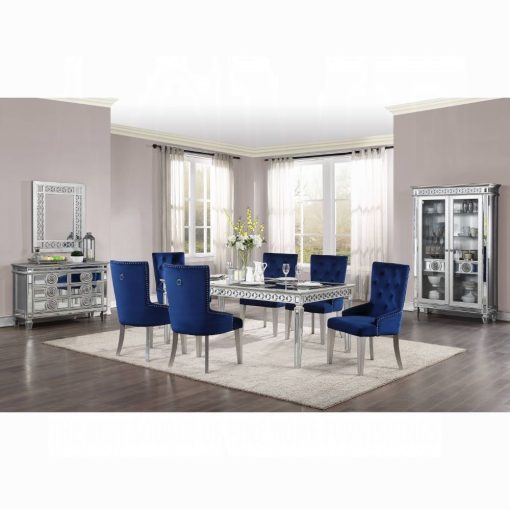 Acme Varian Mirrored & Antique Platinum Dining Table