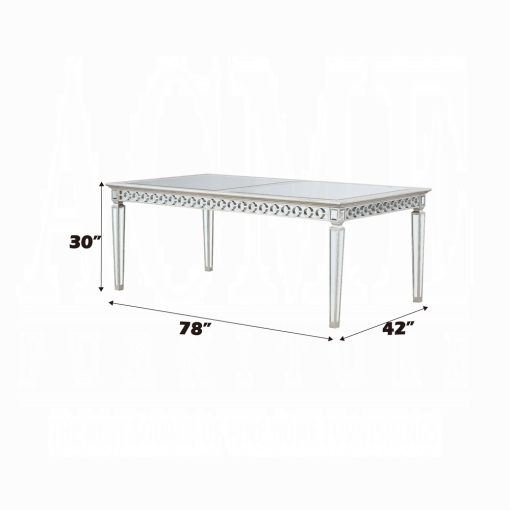 Acme Varian Mirrored & Antique Platinum Dining Table - Image 5