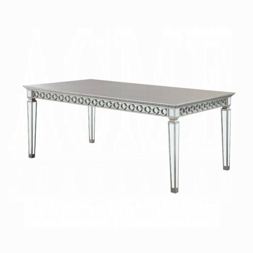 Acme Varian Mirrored & Antique Platinum Dining Table - Image 6