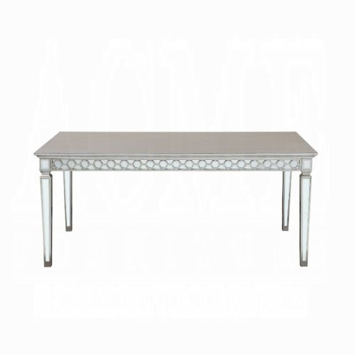 Acme Varian Mirrored & Antique Platinum Dining Table - Image 7