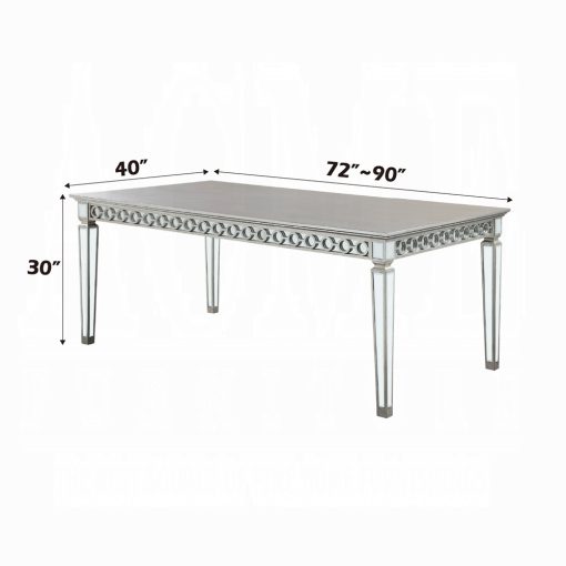Acme Varian Mirrored & Antique Platinum Dining Table - Image 9