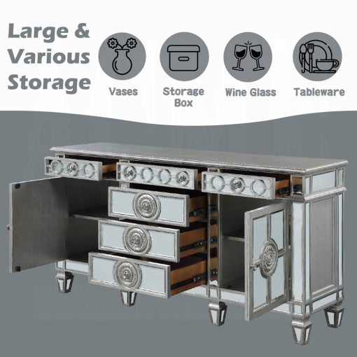 Acme Varian Mirrored & Antique Platinum Server - Image 10