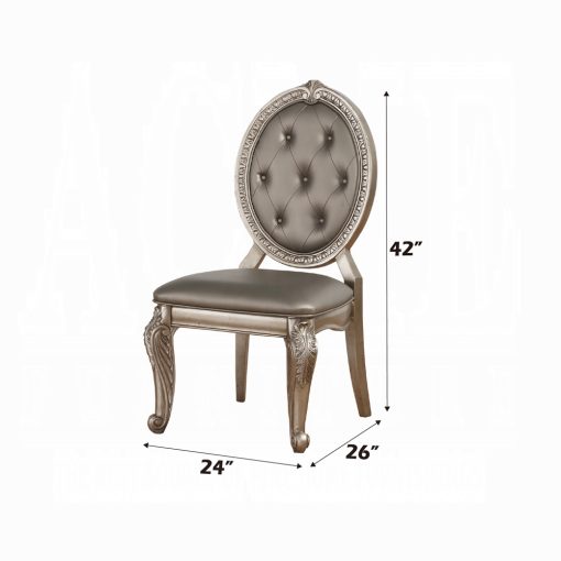 Acme Northville Synthetic Leather & Antique Silver Side Chair - Set of 2 - Image 2
