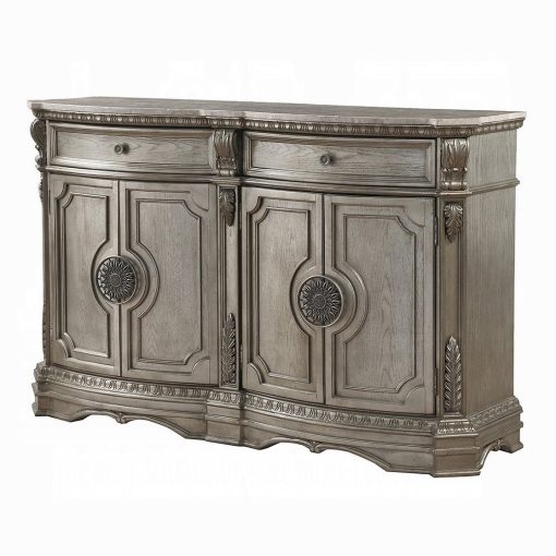 Acme Northville Marble Top & Antique Silver Server with Marble Top - Image 2