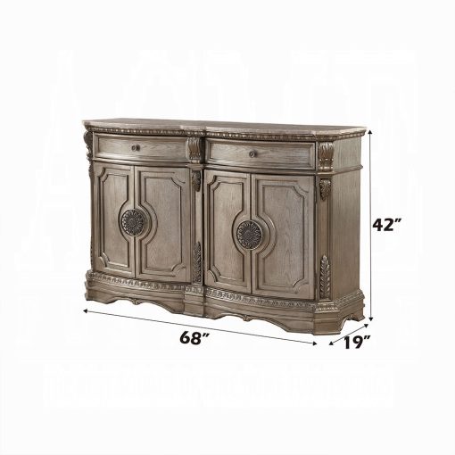 Acme Northville Marble Top & Antique Silver Server with Marble Top - Image 3