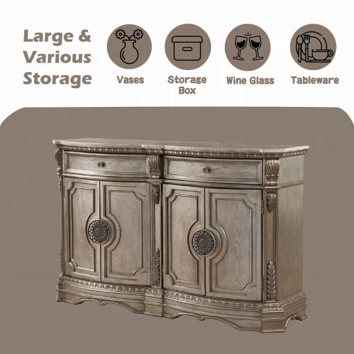 Acme Northville Marble Top & Antique Silver Server with Marble Top - Image 4