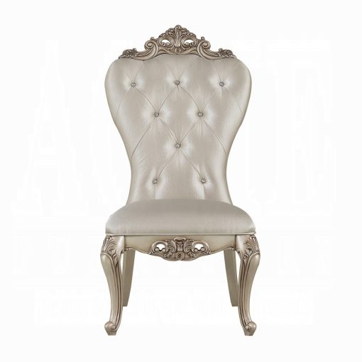 Acme Gorsedd Cream Fabric & Golden Ivory Side Chair - Set of 2 - Image 4