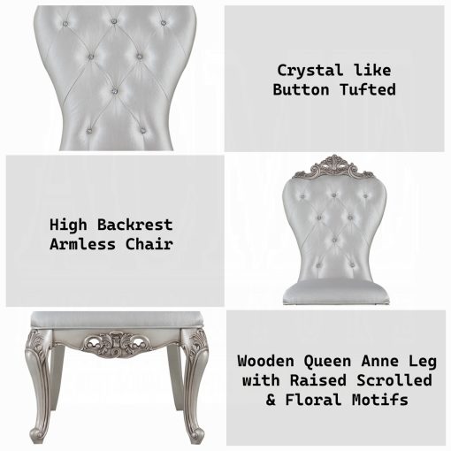 Acme Gorsedd Cream Fabric & Golden Ivory Side Chair - Set of 2 - Image 8