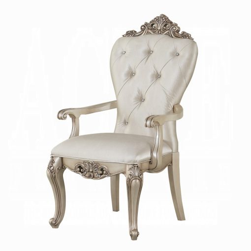 Acme Gorsedd Cream Fabric & Golden Ivory Arm Chair - Set of 2 - Image 3