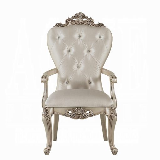 Acme Gorsedd Cream Fabric & Golden Ivory Arm Chair - Set of 2 - Image 4