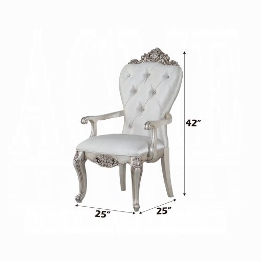Acme Gorsedd Cream Fabric & Golden Ivory Arm Chair - Set of 2 - Image 7